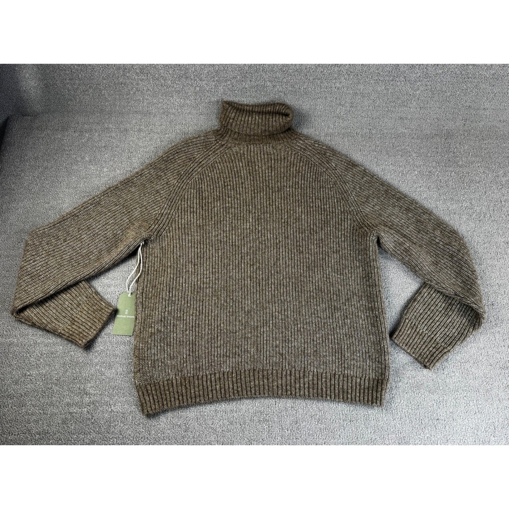 Mutual Weave Sweater Mens Large Brown Ribbed Knit Turtleneck Classic Preppy New - Picture 2 of 9